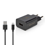 Nedis Vægoplader | 5 W | 1.0 A A | Antal output: 1 | USB-A | Micro USB (Loose) kabel | 1.00 m | Single Voltage Output | Sort