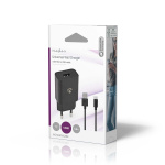 Nedis Vægoplader | 5 W | 1.0 A A | Antal output: 1 | USB-A | Micro USB (Loose) kabel | 1.00 m | Single Voltage Output | Sort