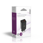 Nedis Vægoplader | 65 W | GaN | PD3.0 18W / PD3.0 20W / PD3.0 27W / PD3.0 36W / PD3.0 45W / PD3.0 60W / PD3.0 65W / QC3.0 | Hurtigopladningsfunktion | 3.0 / 3.25 A A | Antal output: 3 | USB-A / 2x USB-C™ | Automatisk Valgt Spænding | Sort