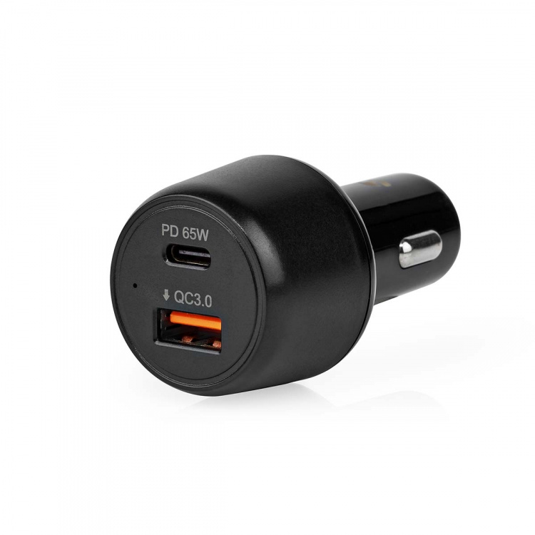 Nedis Biloplader | 65 W | 2.0 / 3.0 / 3.25 A | Antal output: 2 | Porttype: USB-A / USB-C™ | Automatisk Valgt Spænding