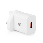 Nedis Vægoplader | 18 W | QC3.0 | Hurtigopladningsfunktion | 3.0 A | Antal output: 1 | USB-A | Automatisk Valgt Spænding | Hvid