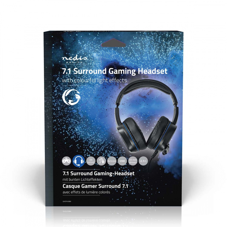 Nedis Gaming Headset | Over-Ear | Surround | USB Type-A | Fold-Away Mikrofon | 2.10 m | LED