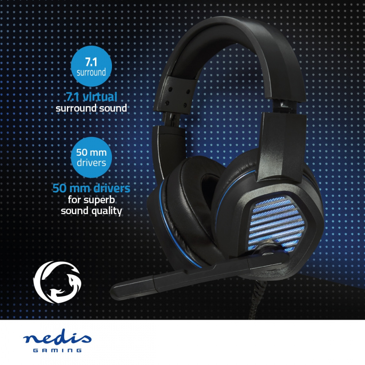 Nedis Gaming Headset | Over-Ear | Surround | USB Type-A | Fold-Away Mikrofon | 2.10 m | LED