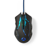 Nedis Gaming Mouse | Kabel | 1200 / 1800 / 2400 / 3600 dpi | Justerbar DPI | Antal knapper: 6 | Programmerbare knapper | Højrehåndet | 1.50 m | LED