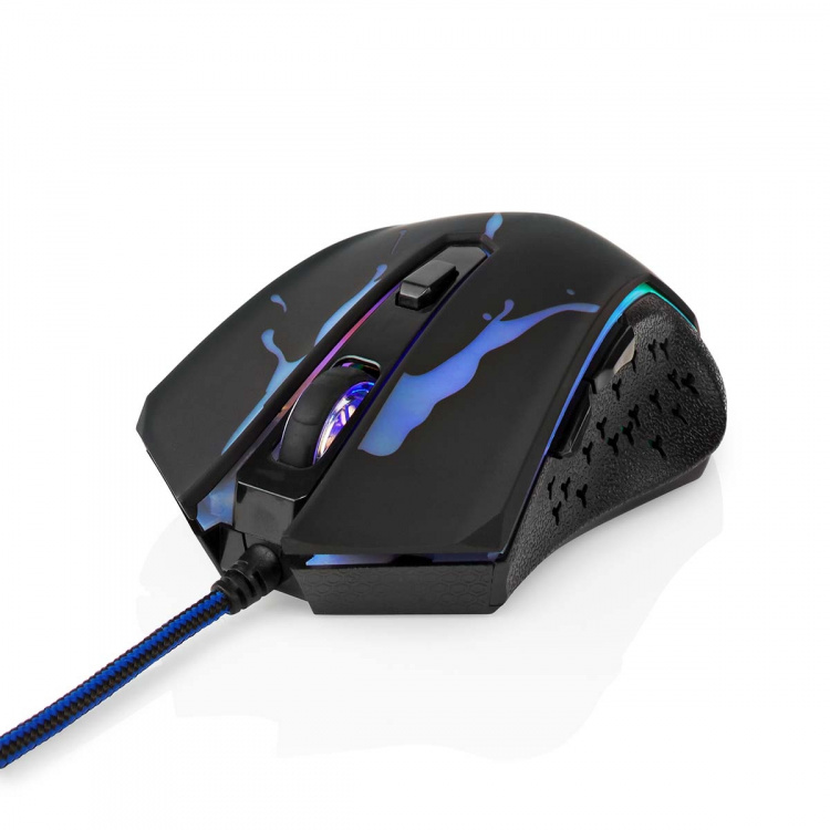 Nedis Gaming Mouse | Kabel | 1200 / 1800 / 2400 / 3600 dpi | Justerbar DPI | Antal knapper: 6 | Programmerbare knapper | Højrehåndet | 1.50 m | LED