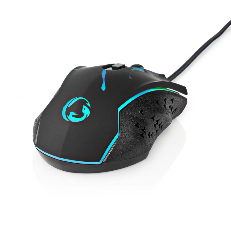 Nedis Gaming Mouse | Kabel | 1200 / 1800 / 2400 / 3600 dpi | Justerbar DPI | Antal knapper: 6 | Programmerbare knapper | Højrehåndet | 1.50 m | LED