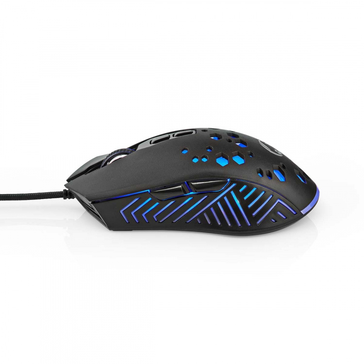Nedis Gaming Mouse | Kabel | 800 / 1200 / 2400 / 3200 / 4800 / 7200 dpi | Justerbar DPI | Antal knapper: 7 | Programmerbare knapper | Højrehåndet | 1.50 m | RGB