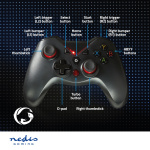 Nedis Gamepad | USB Type-A | USB Drevet | PC | Antal knapper: 12 | Kabellængde: 1.60 m | Sort