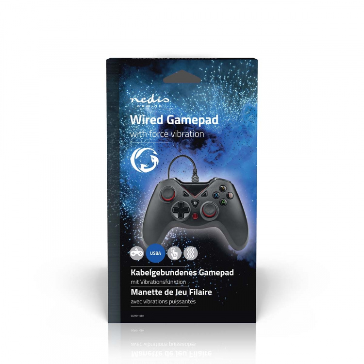 Nedis Gamepad | USB Type-A | USB Drevet | PC | Antal knapper: 12 | Kabellængde: 1.60 m | Sort