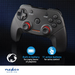 Nedis Gamepad | Trådløs | Batteri | PC | Antal knapper: 11 | Kabellængde: 1.00 m | Sort