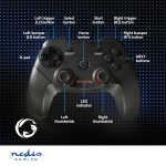 Nedis Gamepad | Trådløs | Batteri | PC | Antal knapper: 11 | Kabellængde: 1.00 m | Sort
