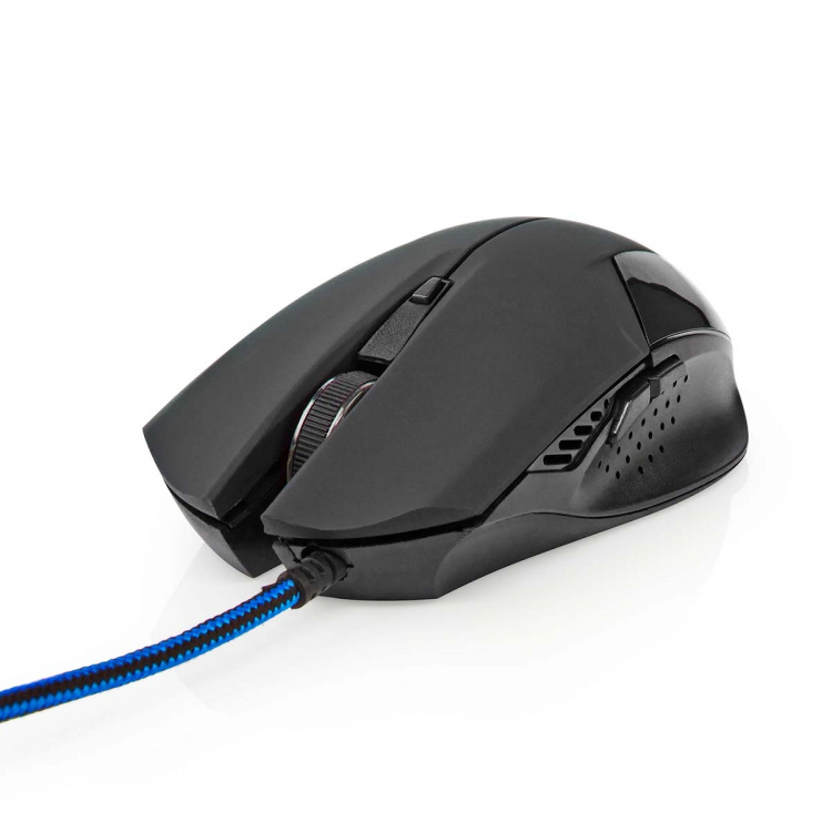 Nedis Gaming Mouse | Kabel | 1200 / 2400 / 4800 / 7200 dpi | Justerbar DPI | Antal knapper: 6 | Programmerbare knapper | Højrehåndet | 1.50 m | Uden Belysning
