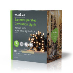 Nedis Julebelysning | Snor | 96 LED\'s | Varm Hvid | 7.20 m | Lyseffekter: 7 | Indendørs eller udendørs | Batteri