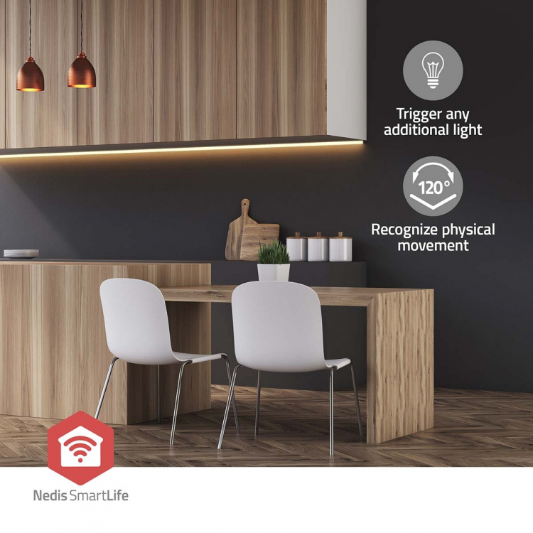 Nedis SmartLife Bevægelses Sensor | Lyssensor | Zigbee 3.0 | Batteri / USB Drevet | Detektorvinkel: 100 ° | Detektorområde: 7 m | Maks. batteritid: 24 Måned | Hvid