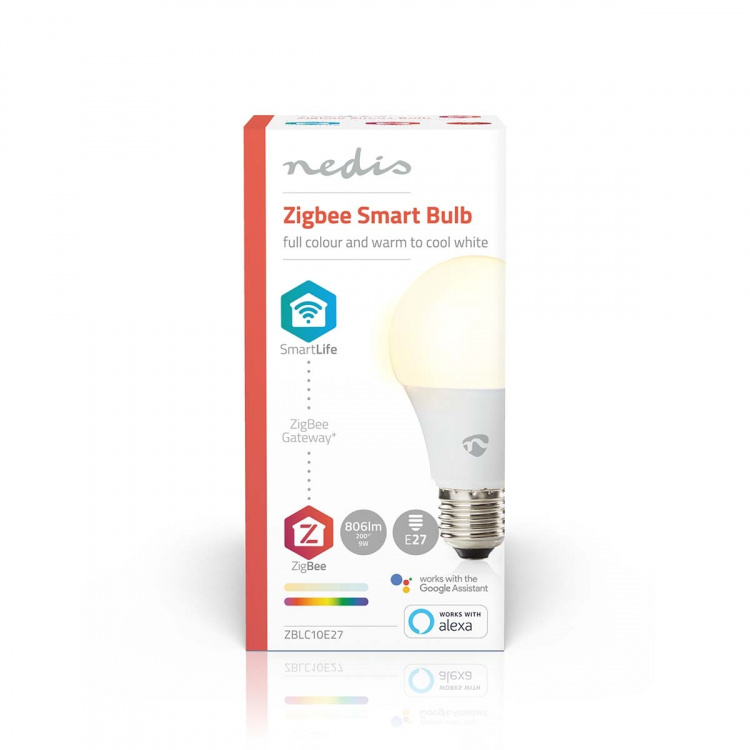 Nedis SmartLife Fuld Farve Pære | E27 | 806 lm | 9 W | RGB / Varm til kølig hvid | 2200 - 6500 K | Android™ / IOS | Pære | 1 stk
