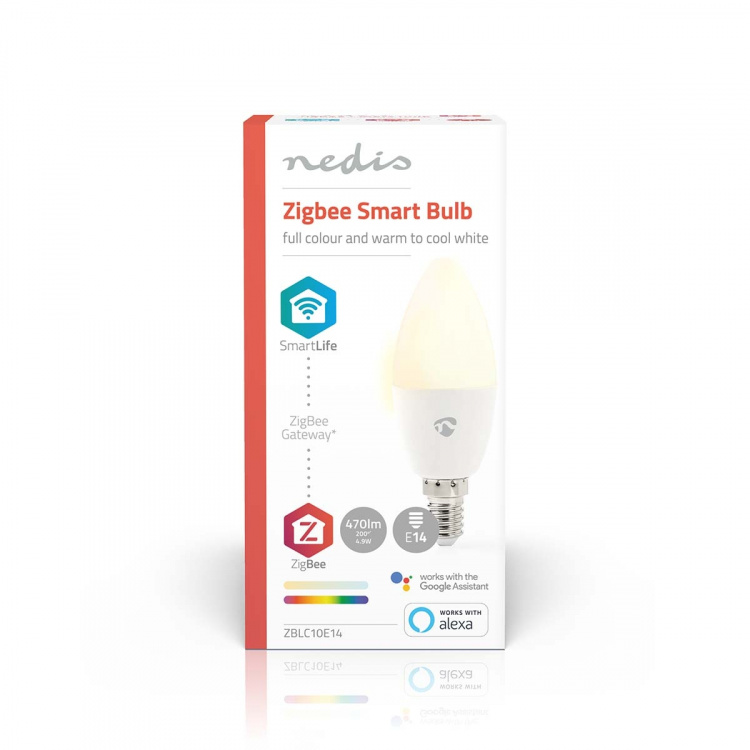 Nedis SmartLife Fuld Farve Pære | E14 | 470 lm | 4.90 W | RGB / Varm til kølig hvid | 2200 - 6500 K | Android™ / IOS | Stearinlys | 1 stk
