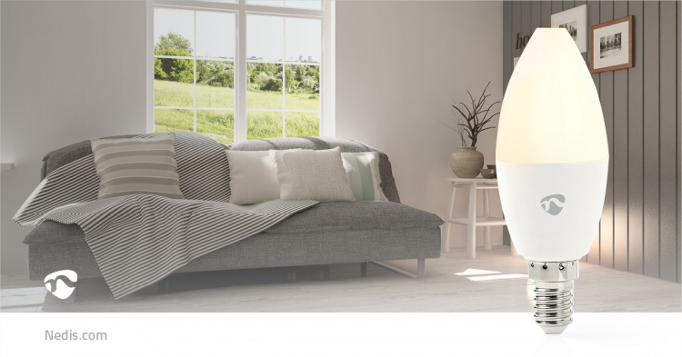 Nedis SmartLife Fuld Farve Pære | E14 | 470 lm | 4.90 W | RGB / Varm til kølig hvid | 2200 - 6500 K | Android™ / IOS | Stearinlys | 1 stk