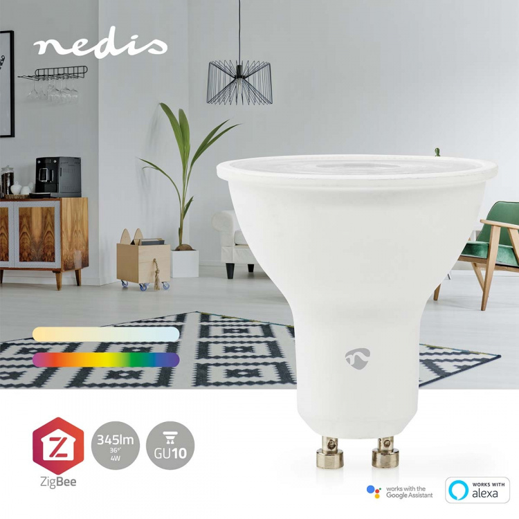 Nedis SmartLife Fuld Farve Pære | GU10 | 345 lm | 4.70 W | RGB / Varm til kølig hvid | 2200 - 6500 K | Android™ / IOS | Spot | 1 stk