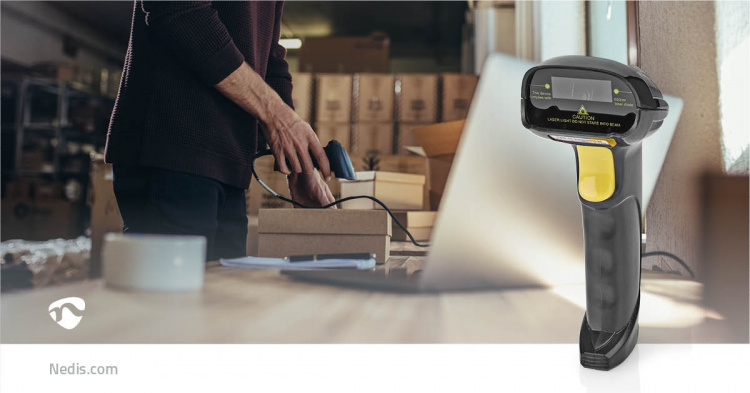 Nedis Stregkodescanner | Laser | Kabel | 1D Lineær | USB Drevet | USB 2.0