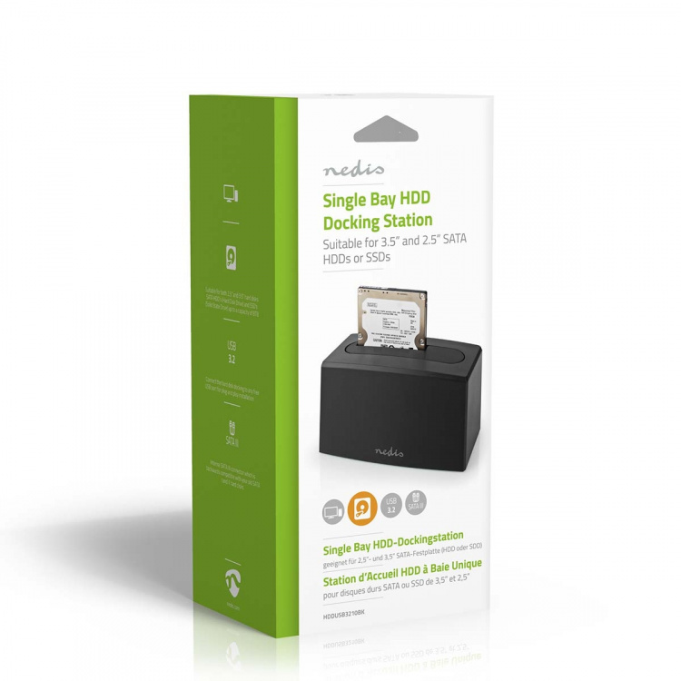 Nedis Harddisk Dockingstation | USB 3.2 Gen1 | USB Type-A | 1 Disk | 2.5 / 3.5 