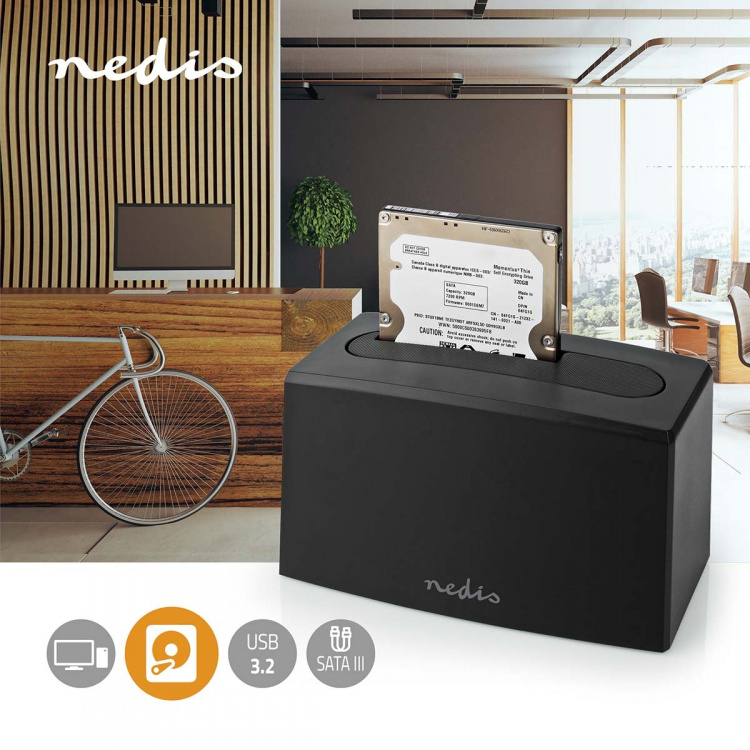 Nedis Harddisk Dockingstation | USB 3.2 Gen1 | USB Type-A | 1 Disk | 2.5 / 3.5 