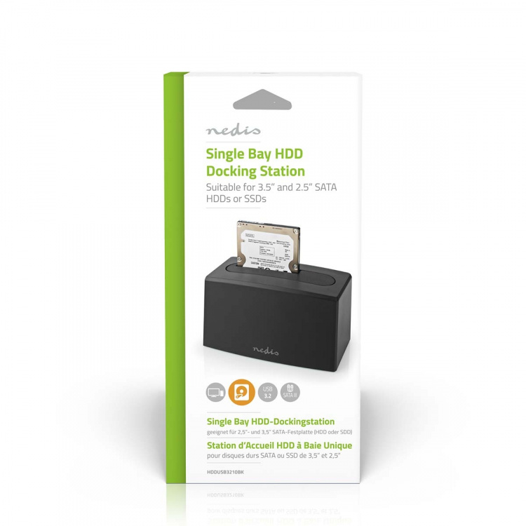 Nedis Harddisk Dockingstation | USB 3.2 Gen1 | USB Type-A | 1 Disk | 2.5 / 3.5 