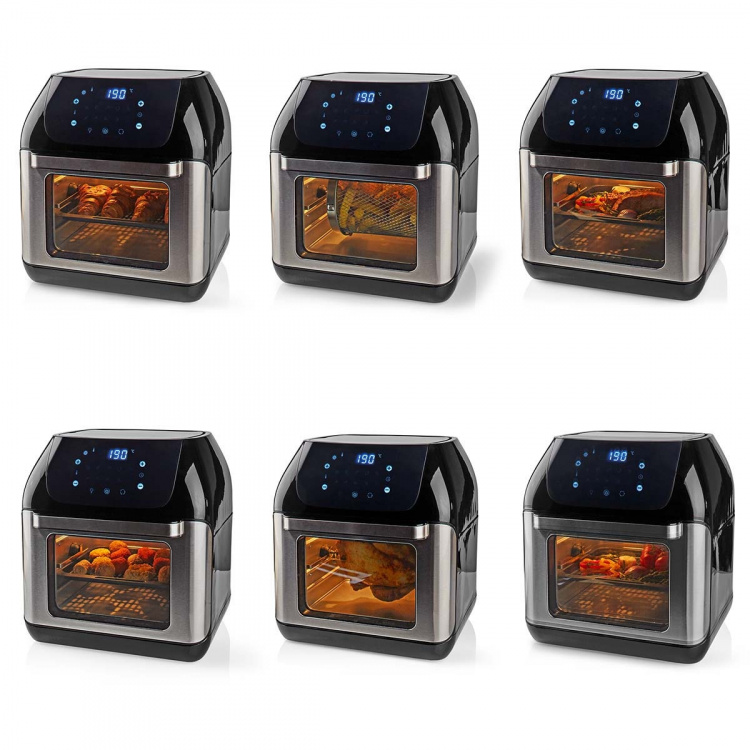 Nedis Hot Air Fryer | 12 l | Timer: 60 min | Antal forudindstillede programmer: 9 | Digital | Sort