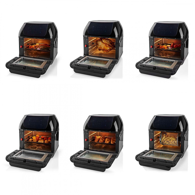 Nedis Hot Air Fryer | 12 l | Timer: 60 min | Antal forudindstillede programmer: 9 | Digital | Sort