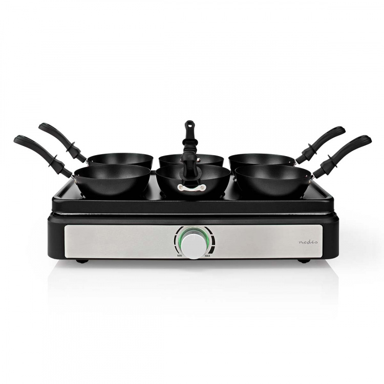 Nedis Woksæt | Grill | 6 Personer | Spatel | Indstilling af temperatur | Non-stick belægning | Rektangel