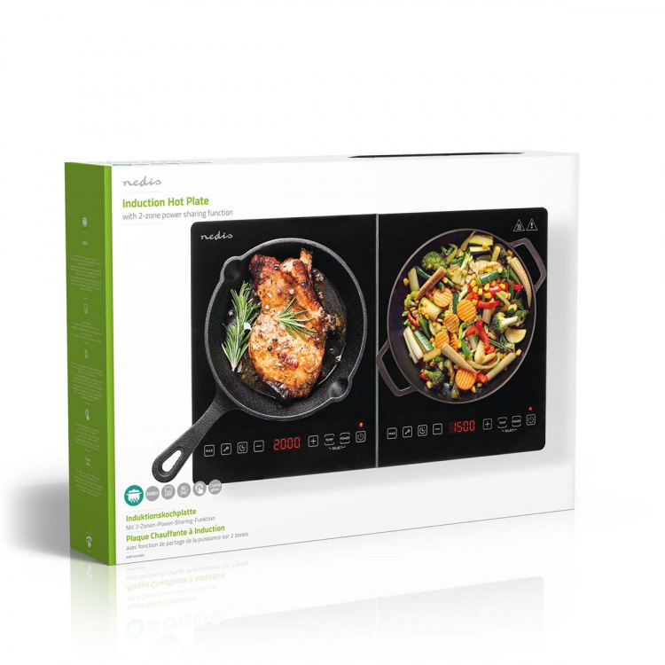 Nedis Kogeplade | Kogeplader: 2 | 3500 W | Overophedningsbeskyttelse | Sort | Timer | Turbo-handling | Børnelås