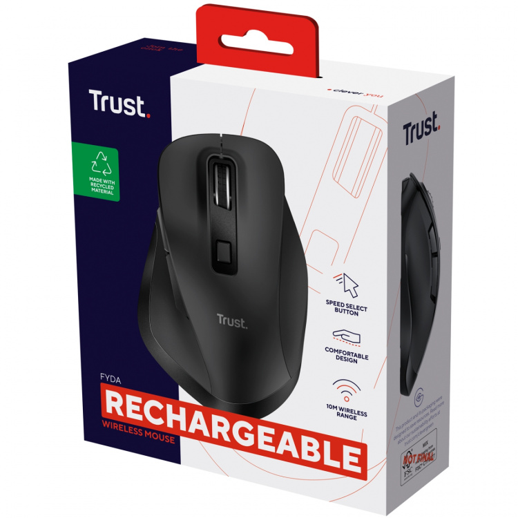 Trust Fyda Trådlös mus Eco Svart
