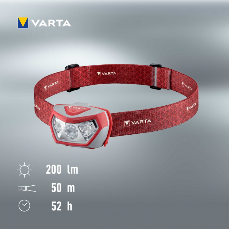 Varta Outdoor Sports H20 Pro Pannlampa 200 lm Röd Varta Outdoor Sports H20 Pro Pannlampa 200 lm Röd