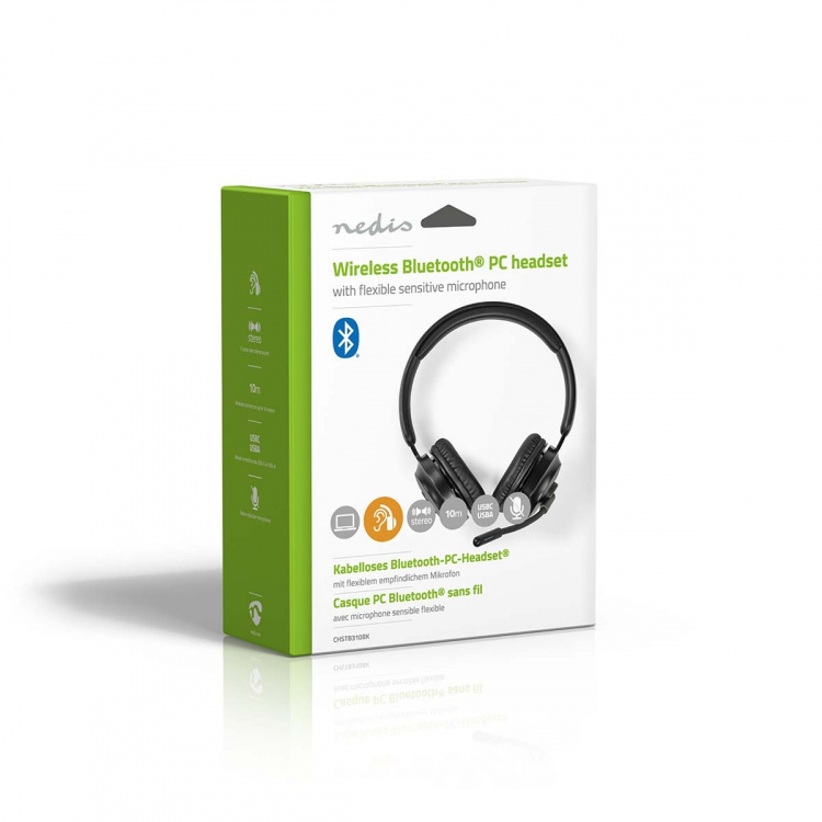 Nedis PC-headset | On-Ear | Stereo | Bluetooth | Fold-Away Mikrofon | Sort