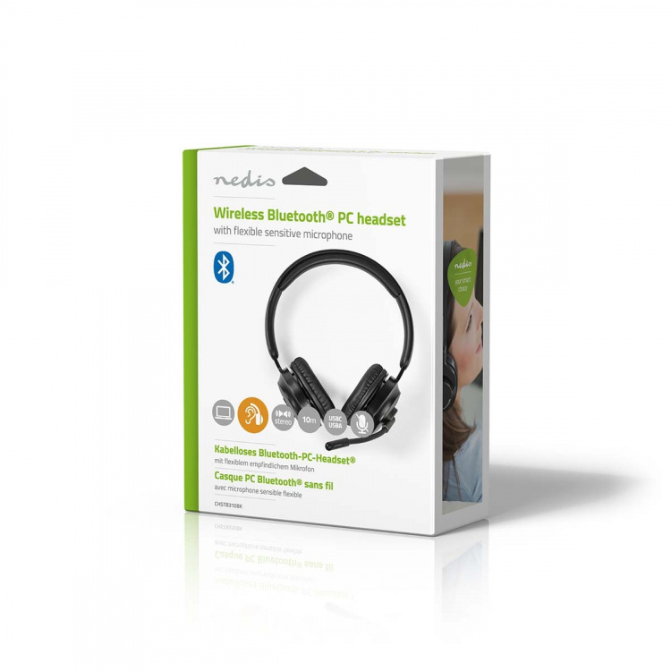 Nedis PC-headset | On-Ear | Stereo | Bluetooth | Fold-Away Mikrofon | Sort