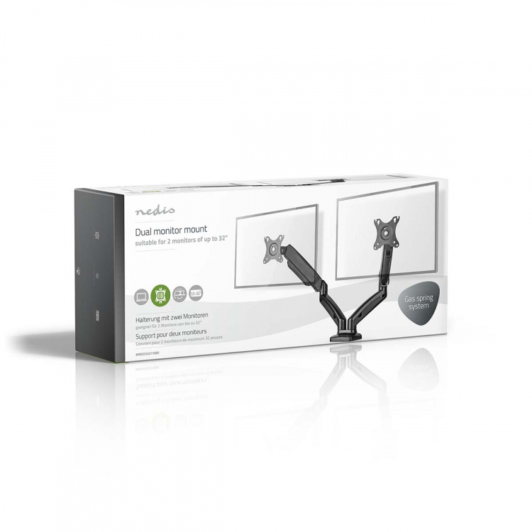 Nedis Ergonomisk Skærmbeslag | Gasfjeder | 2 Skærme | 15 - 32 