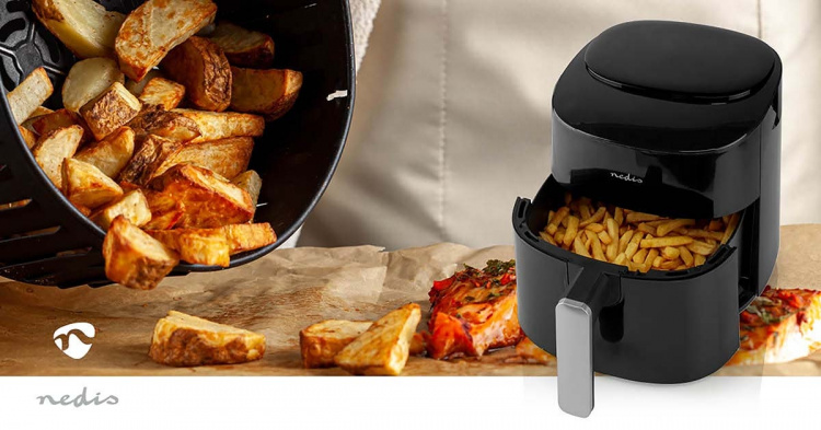 Nedis Hot Air Fryer | 4,2 l | Timer: 240 min | Antal forudindstillede programmer: 8 | Digital | Sort