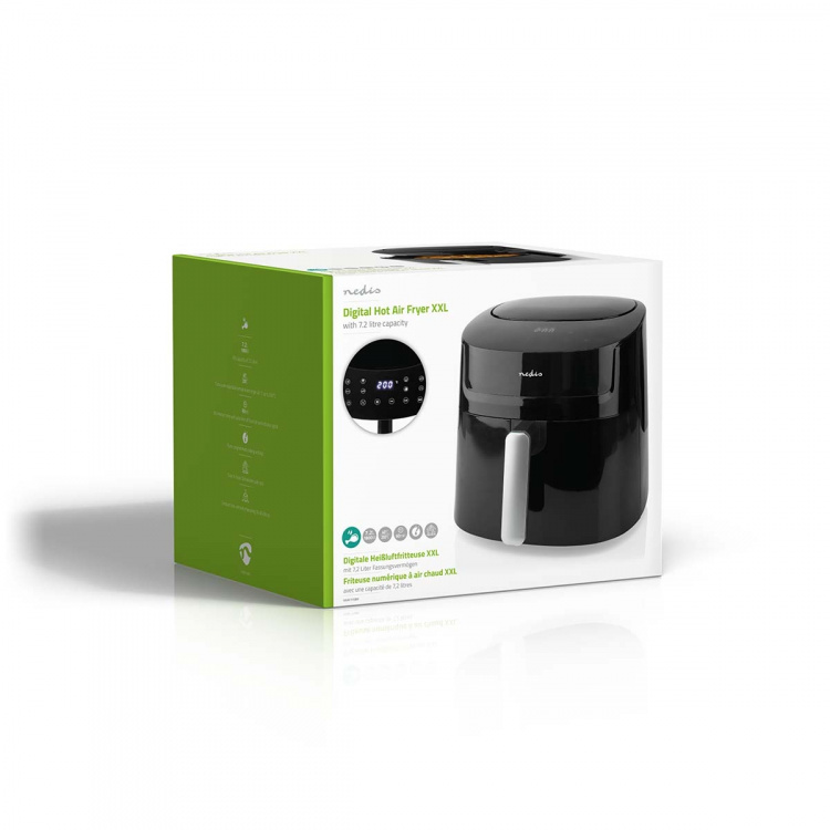 Nedis Hot Air Fryer | 7,2 l | Timer: 240 min | Antal forudindstillede programmer: 8 | Digital | Sort Nedis Hot Air Fryer | 7,2 l | Timer: 240 min | Antal forudindstillede programmer: 8 | Digital | Sort