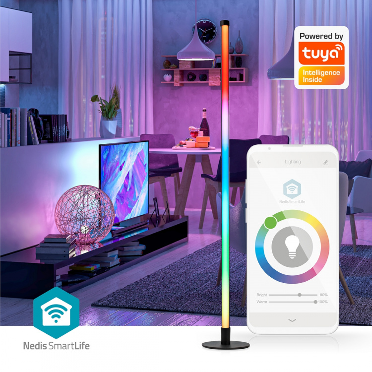 Nedis SmartLife Stemningslys | Wi-Fi | Tube | 180 lm | RGBIC / Varm til kølig hvid | 2700 - 6500 K | 10 W | Metal / Silikone | 1 stk Nedis SmartLife Stemningslys | Wi-Fi | Tube | 180 lm | RGBIC / Varm til kølig hvid | 2700 - 6500 K | 10 W | Metal / Silikone | 1 stk