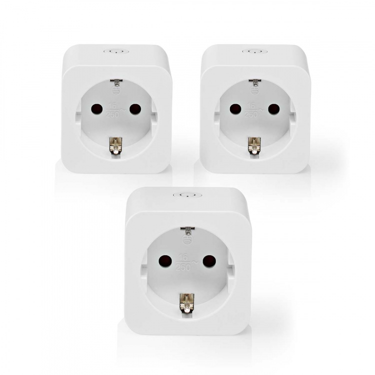 Nedis SmartLife Smart Plug | IP21 | Effektmåler | 3680 W | Type F (CEE 7/7) | 0 - 55 °C | Android™ / IOS | Hvid | 3 stk