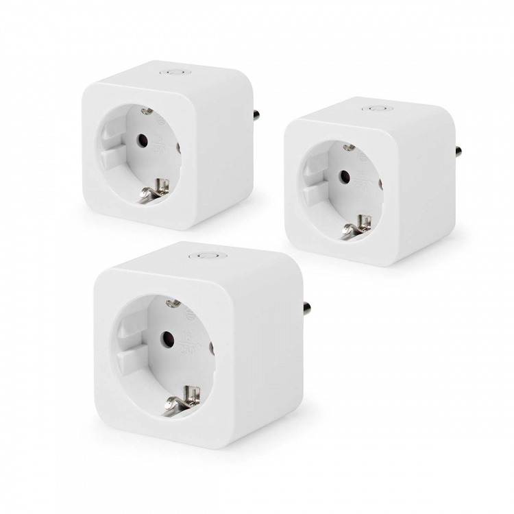 Nedis SmartLife Smart Plug | IP21 | Effektmåler | 3680 W | Type F (CEE 7/7) | 0 - 55 °C | Android™ / IOS | Hvid | 3 stk