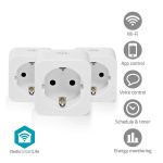 Nedis SmartLife Smart Plug | IP21 | Effektmåler | 3680 W | Type F (CEE 7/7) | 0 - 55 °C | Android™ / IOS | Hvid | 3 stk
