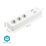 Nedis SmartLife Stikdåse | 3 x EU stik (CEE 7/3) / 4 x USB | 16 A | 3680 W | 1.80 m | -10 - 40 °C | Android™ / IOS | Hvid Nedis SmartLife Stikdåse | 3 x EU stik (CEE 7/3) / 4 x USB | 16 A | 3680 W | 1.80 m | -10 - 40 °C | Android™ / IOS | Hvid