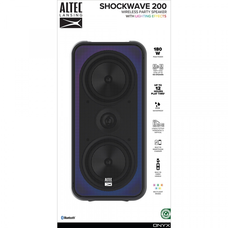 Altec Lansing Højttaler IMT7100 ShockWave200 RGB IPX4 Sort