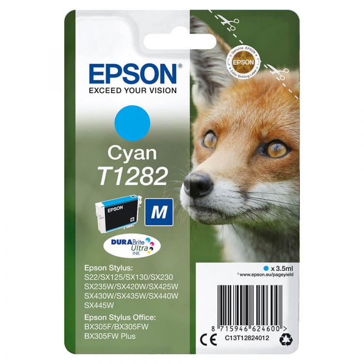 Epson Blæk C13T12824012 T1282 Cyan