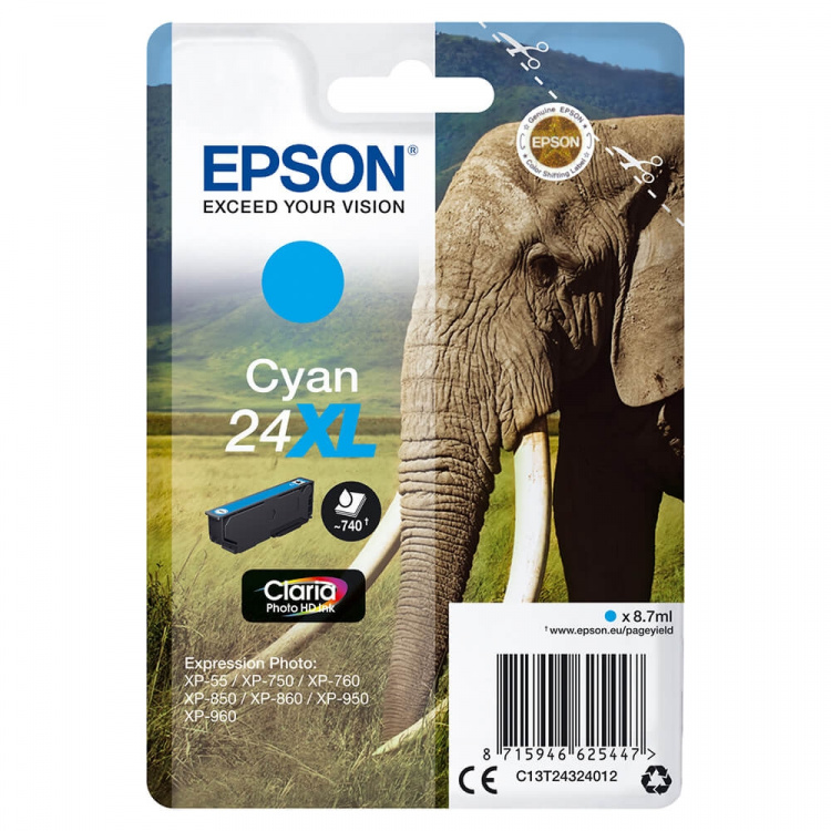 EPSON Blæk C13T24324012 24XL Cyan EPSON Blæk C13T24324012 24XL Cyan