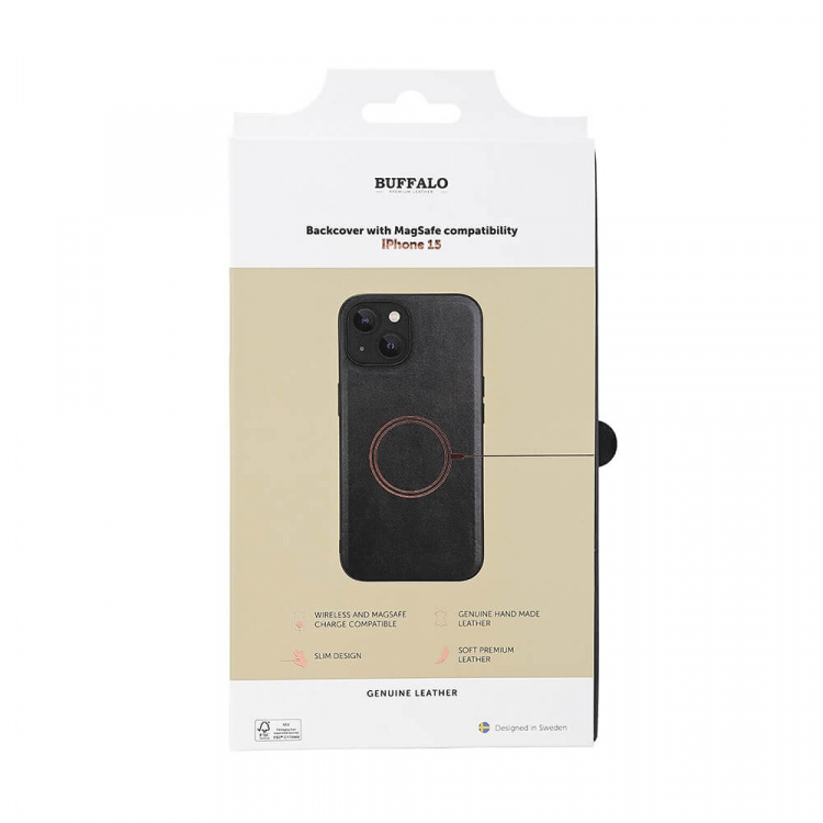 Buffalo Cover Læder Magseries Sort - iPhone 15 Buffalo Cover Læder Magseries Sort - iPhone 15