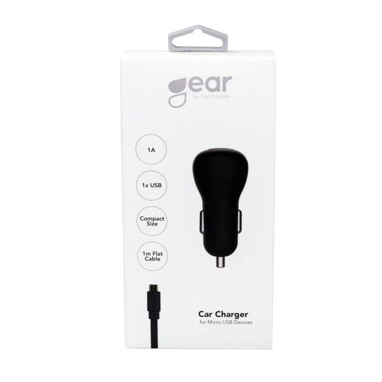 Gear Lader 12/24V 1xUSB 1A + MicroUSB Kabel 1.0m Sort