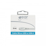 Gear Rundt ladekabel MicroUSB til USB-A 0,3m Hvid