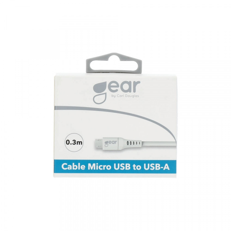 Gear Rundt ladekabel MicroUSB til USB-A 0,3m Hvid