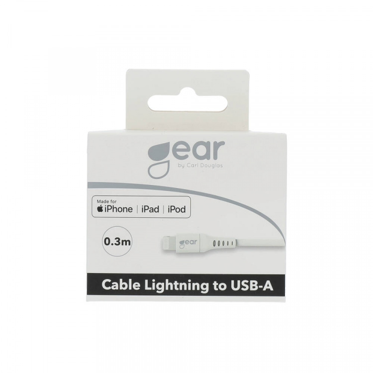 Gear Rundt ladekabel Lightning til USB-A 0,3m Hvid MFI
